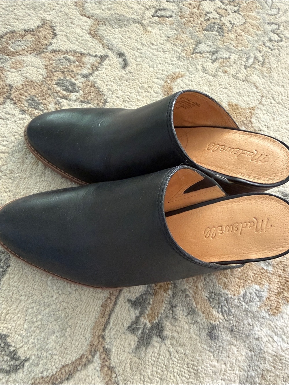 MADEWELL size 6.5. Black Leather Pointed Toe Slip-On Mules